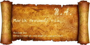 Marik Annamária névjegykártya